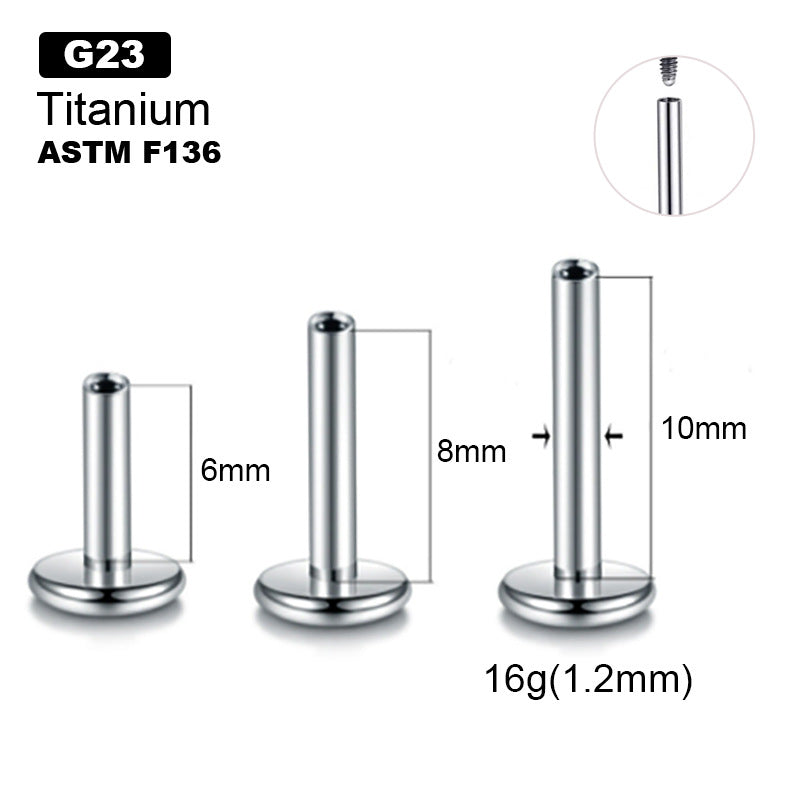 16G Titanium Internally Threaded Replacement Labret Bar