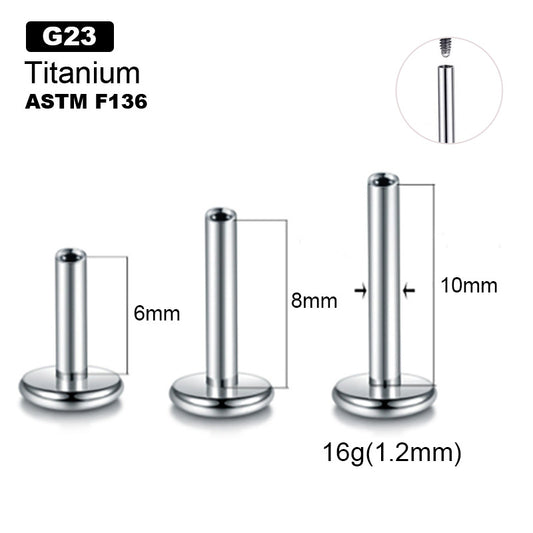 16G Titanium Internally Threaded Replacement Labret Bar