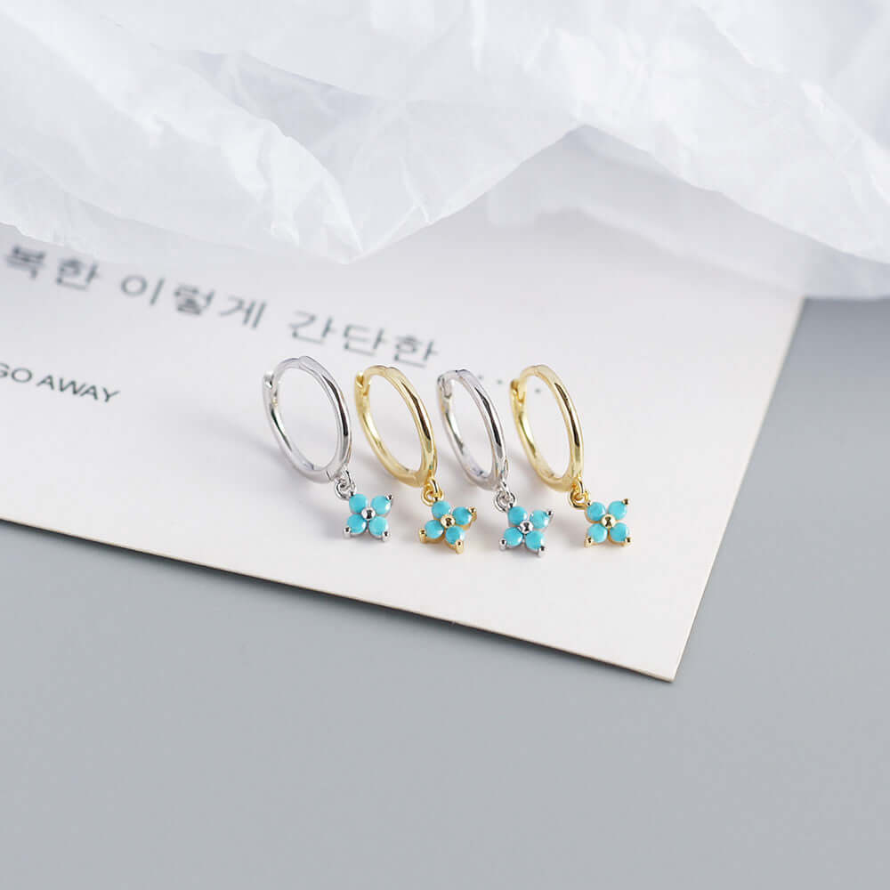 Small Flower Everyday Clip On Hoop Earrings