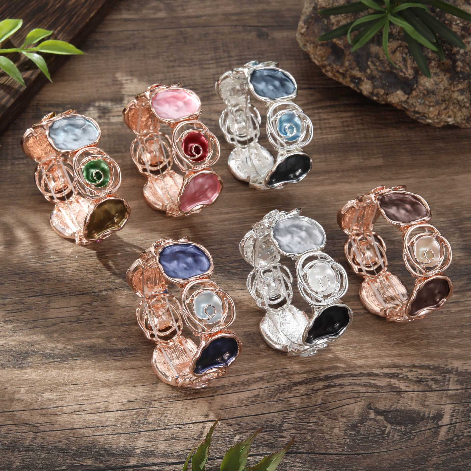 Handmade Hollow Rose Wide Strengthable Bracelet