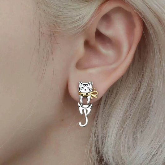 Graffiti Cat Ear Jacket Earrings