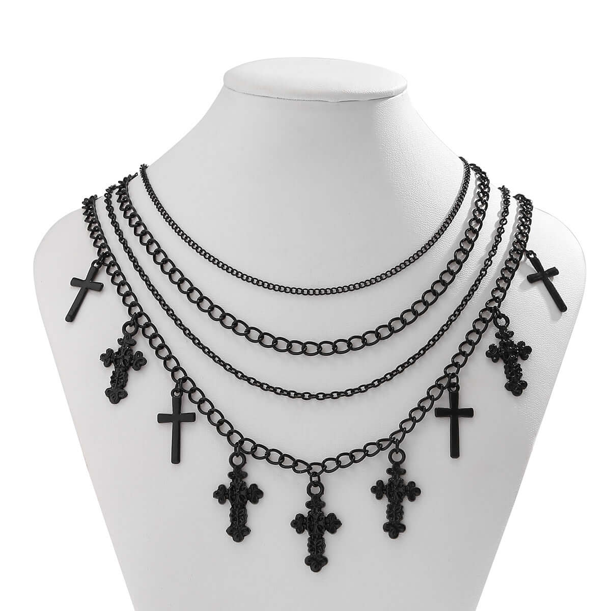 Cool Dark Cross Layering Grunge Necklace Statement
