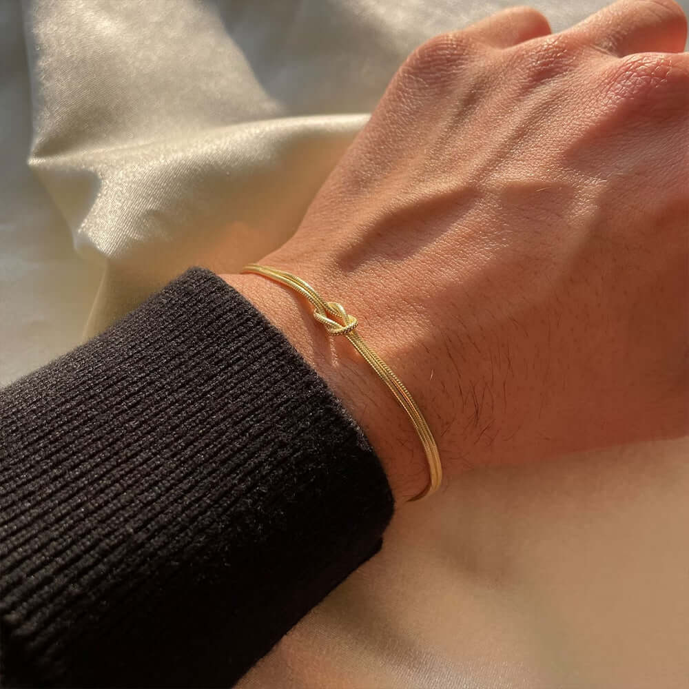 Bow Link Chain Matching Bracelet Gold