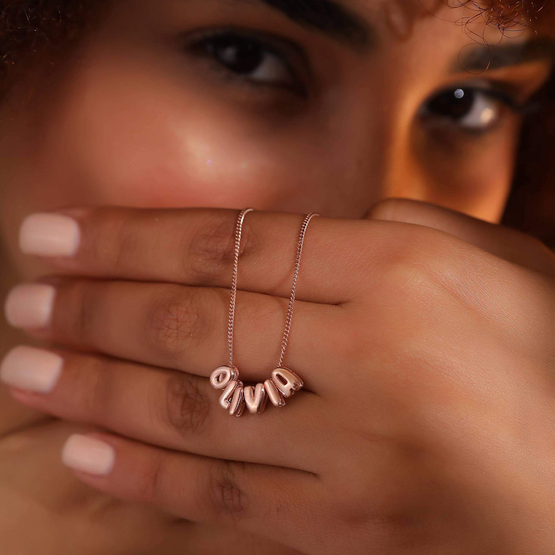 DIY Custom Name Initial Necklace Rose Gold