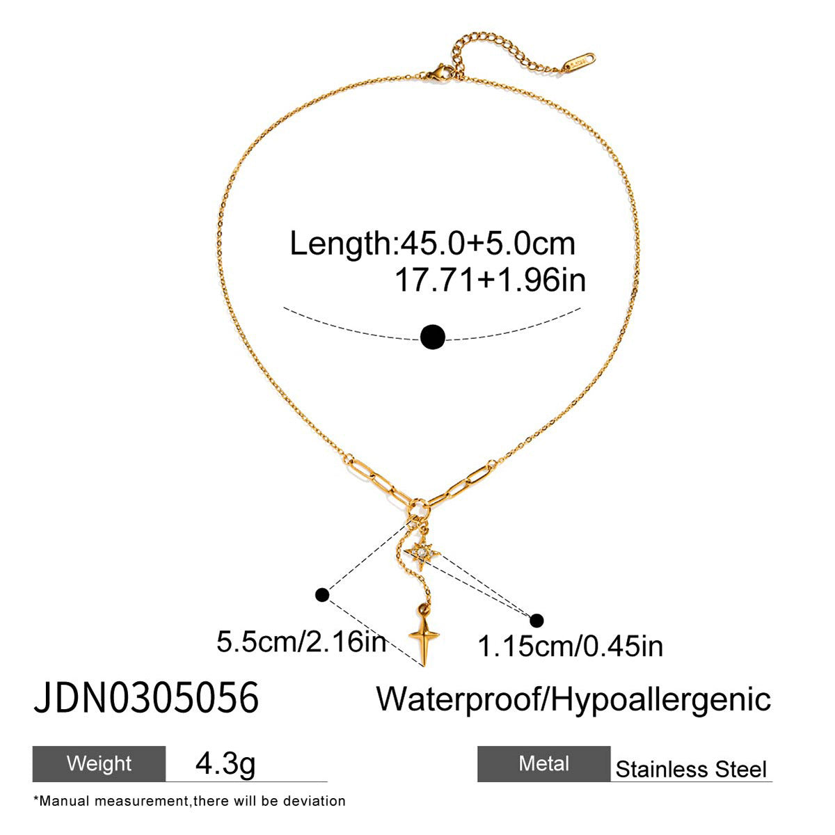 Four Pointed Shiny Star Tennis Chain Layer Necklace
