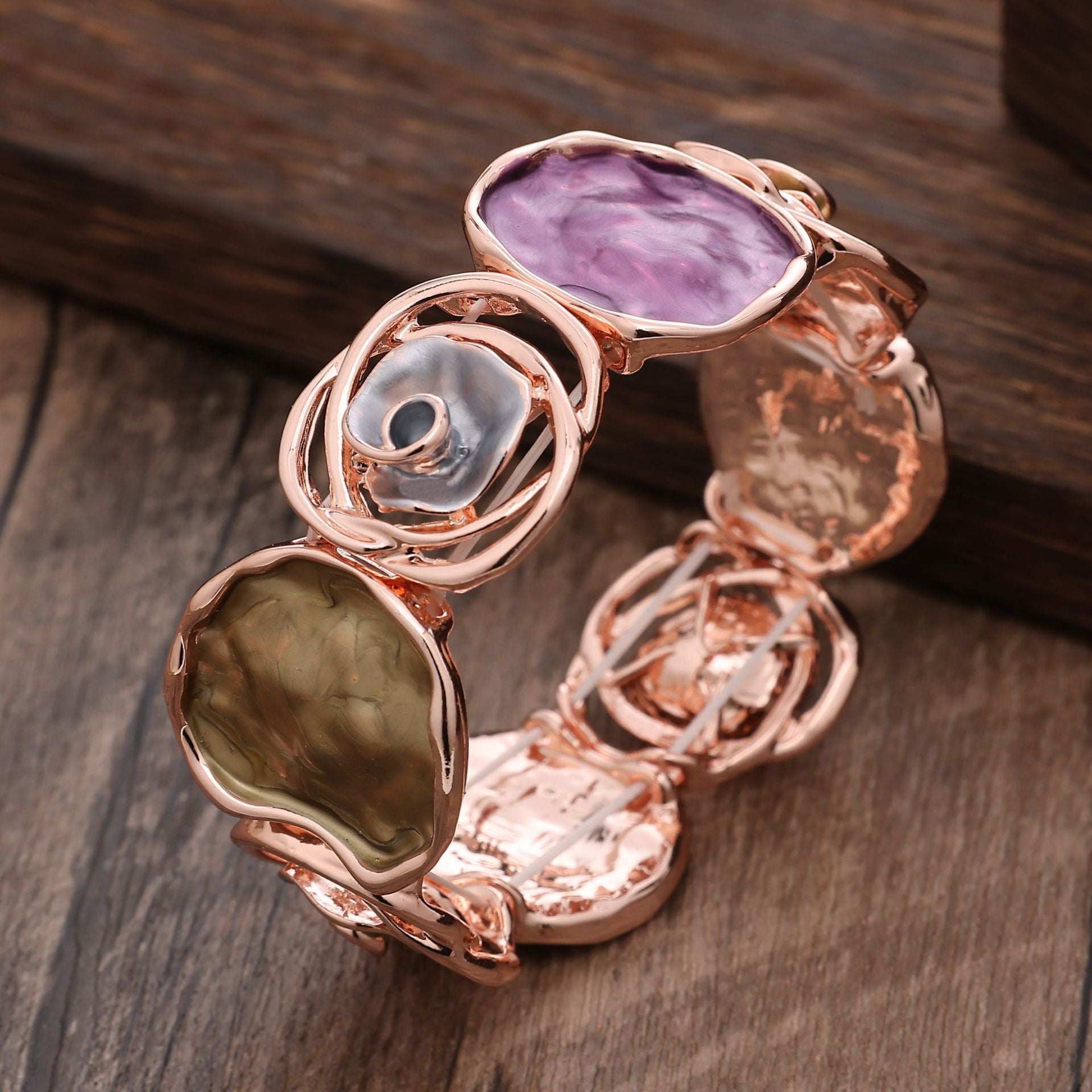 Handmade Hollow Rose Wide Strengthable Bracelet