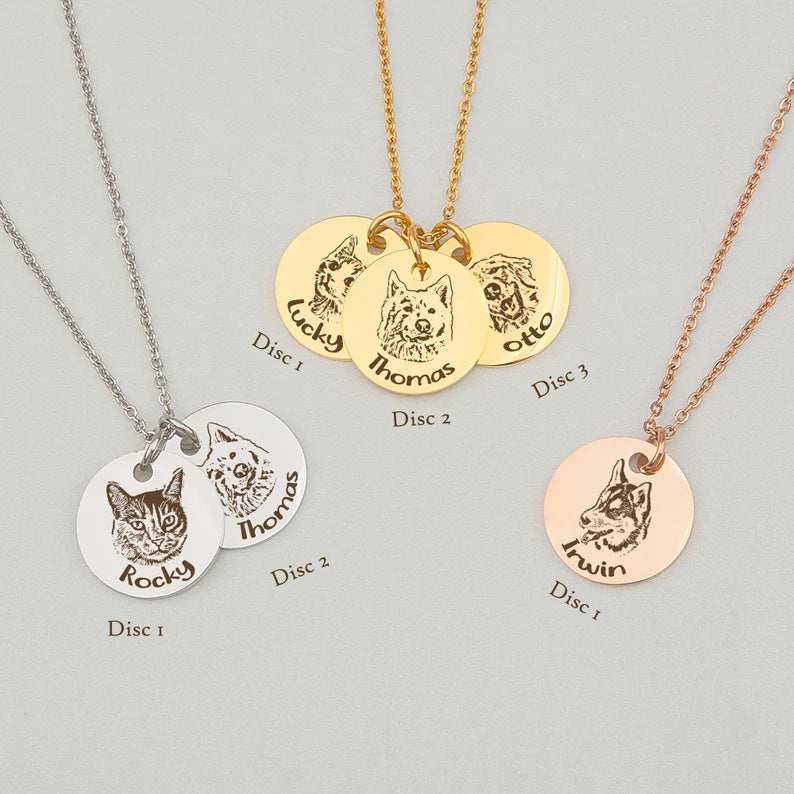 Personalise Pet Photo Disc Pendant Necklace