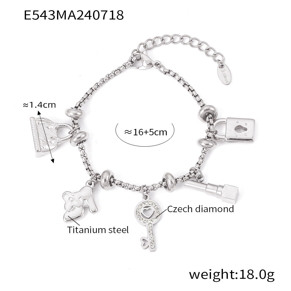 Y2K Lipstick Bag Key Charm Bracelet