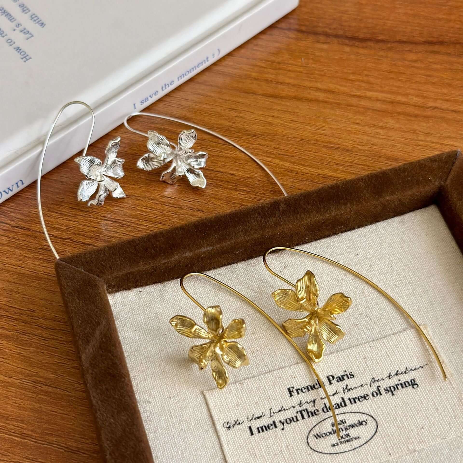 Petite Iris Flower Huge Earrings Hook