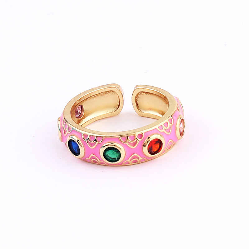 Evil Turkish Eye Bohemian Enamel Thumb Ring