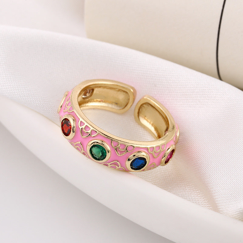 Evil Turkish Eye Bohemian Enamel Thumb Ring