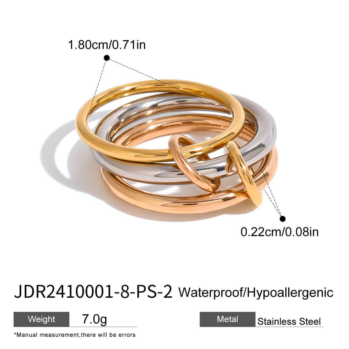 Two Tone Interlocking Layered Connected Plain Ring