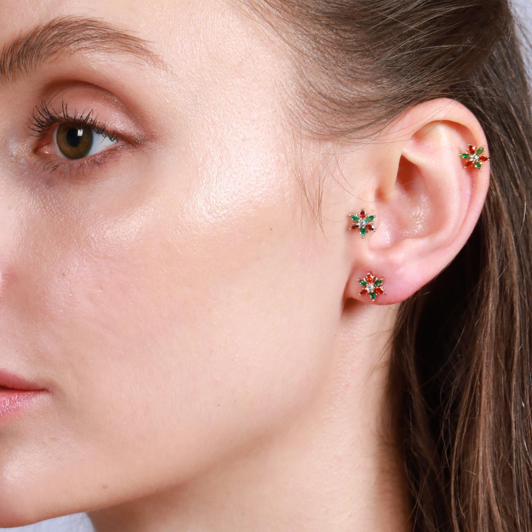 20G Snowdrop Cartilage Helix Stud Earrings