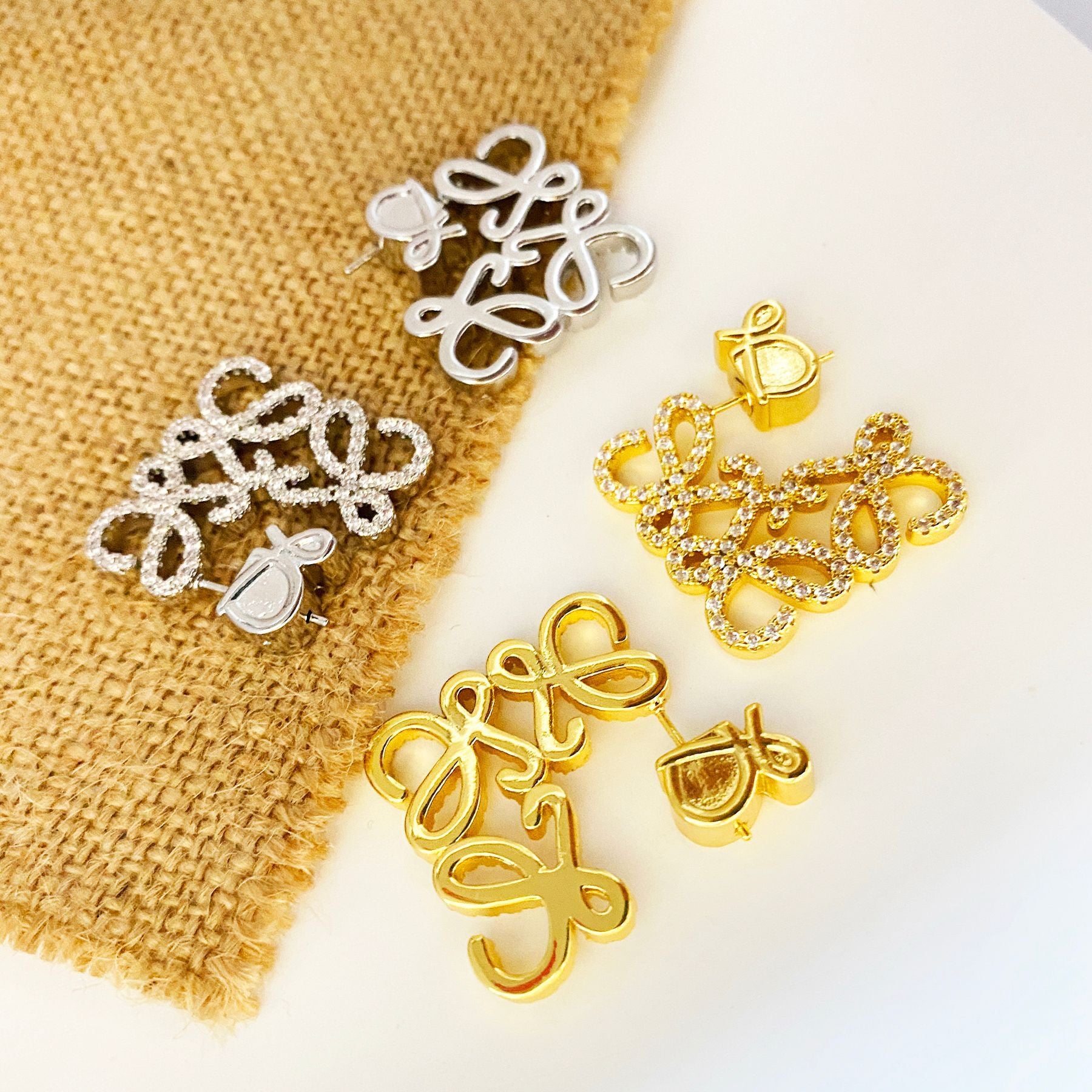 French Square Hollow Letter Large Earrings