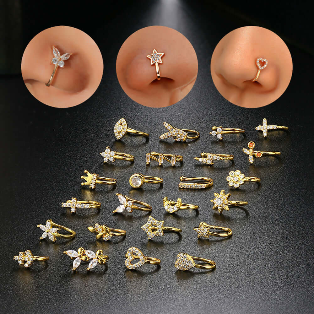 18K Gold Bunny No Piercing Nose Cuff Fake Nose Ring