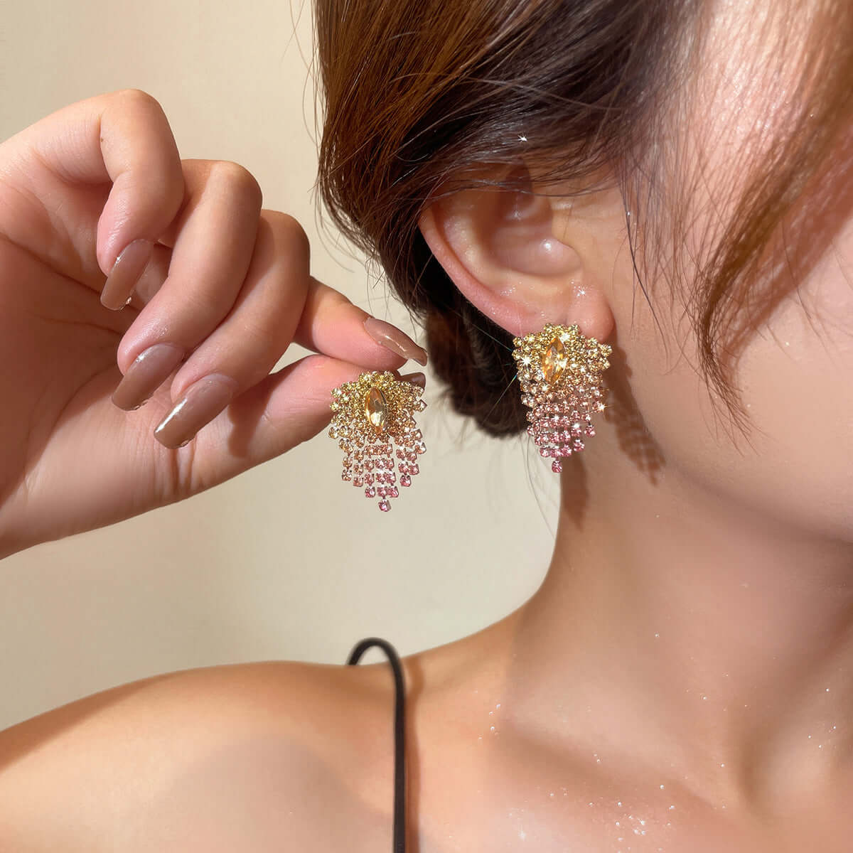 Sparkly Color Rhinestone Burst Stud Earring