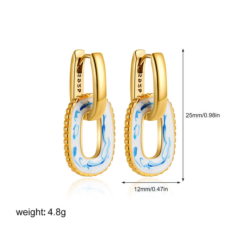 Porcelain Marble Double Hoop Earring