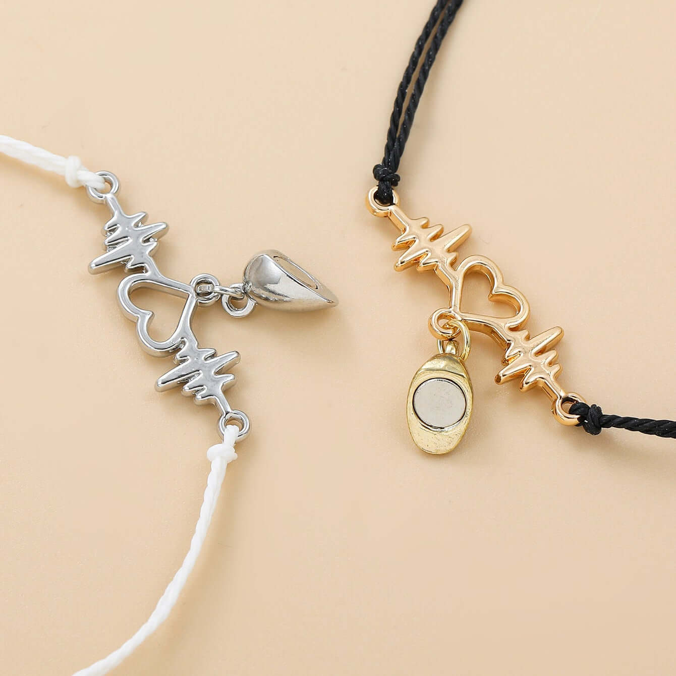 Magnetic Heartbeat Cord Matching Bracelet