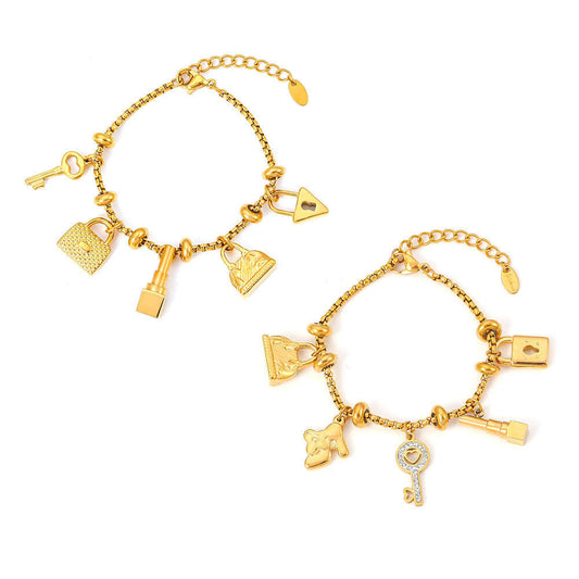 Y2K Lipstick Handbag Heels Charm Bracelet | E543