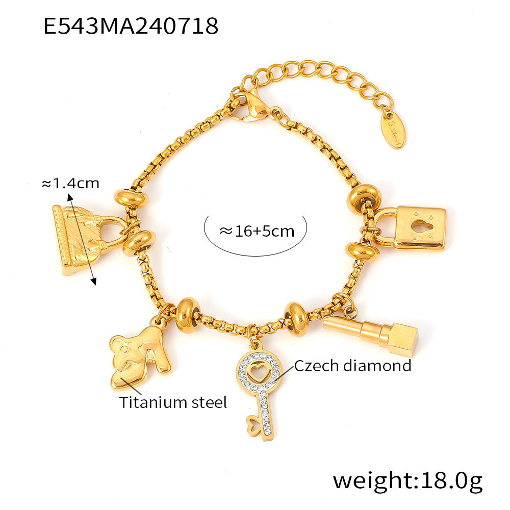 Y2K Lipstick Bag Key Charm Bracelet