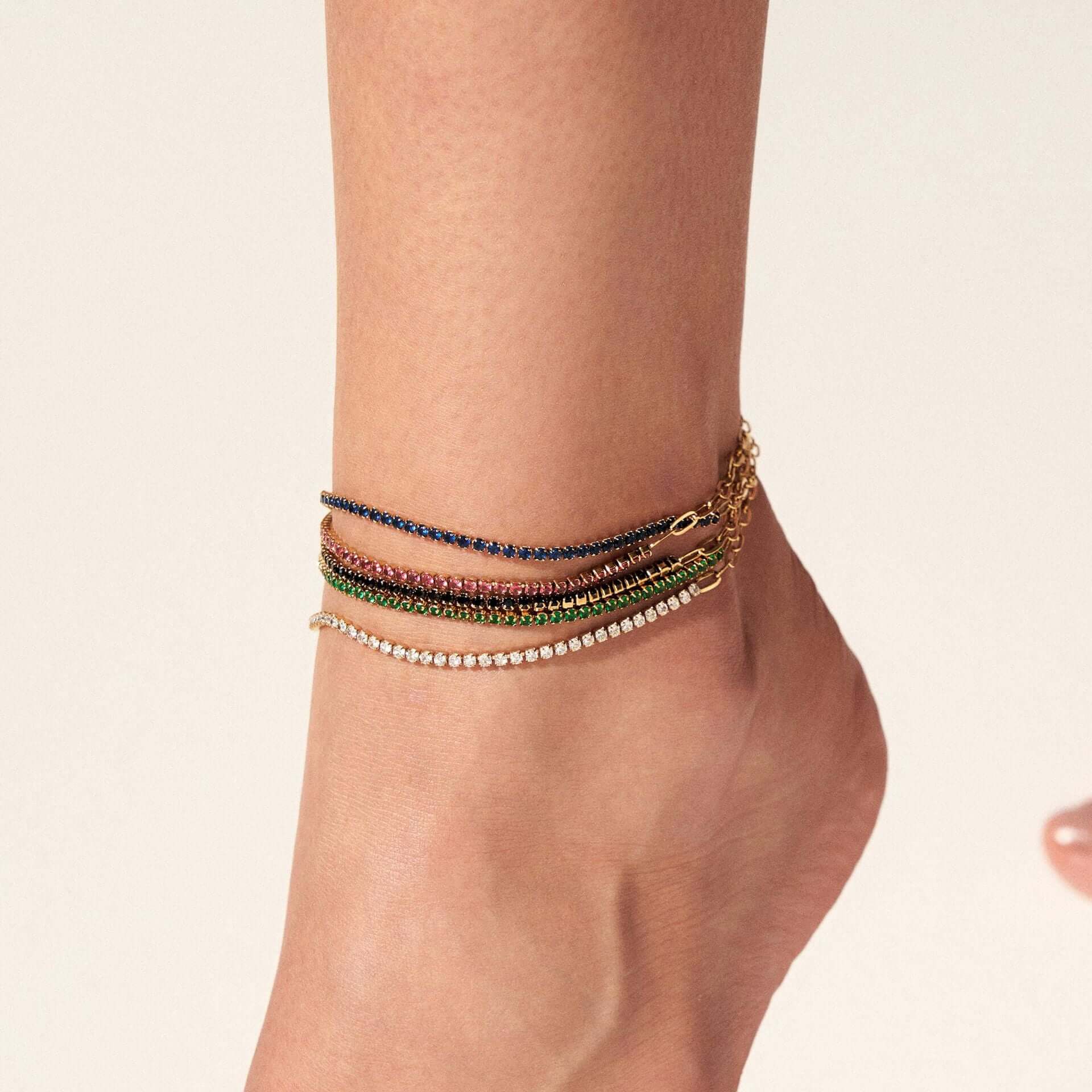 Sparkling CZ Tennis Anklets Bracelet