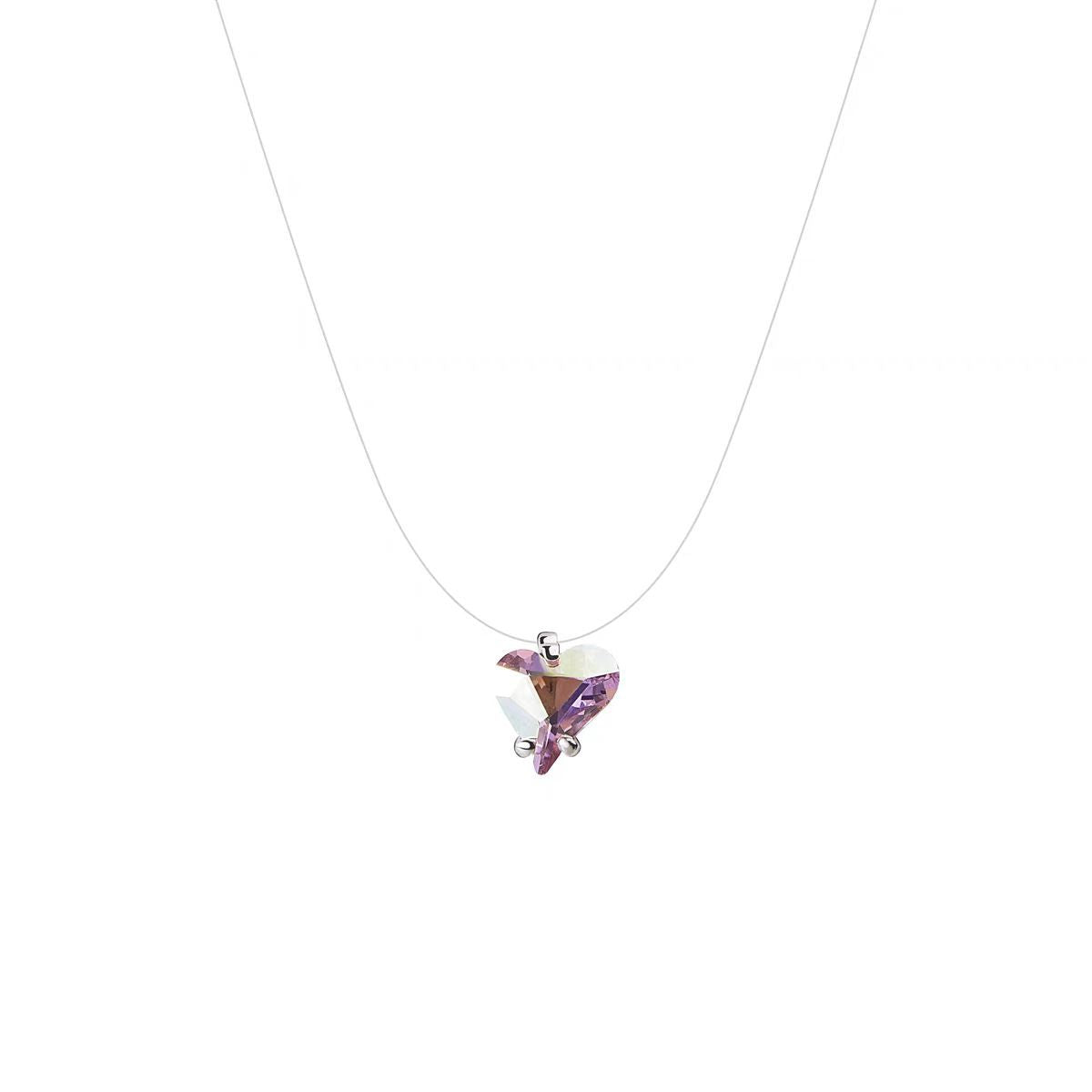 Gradient Heart Invisible Necklace and Earrings