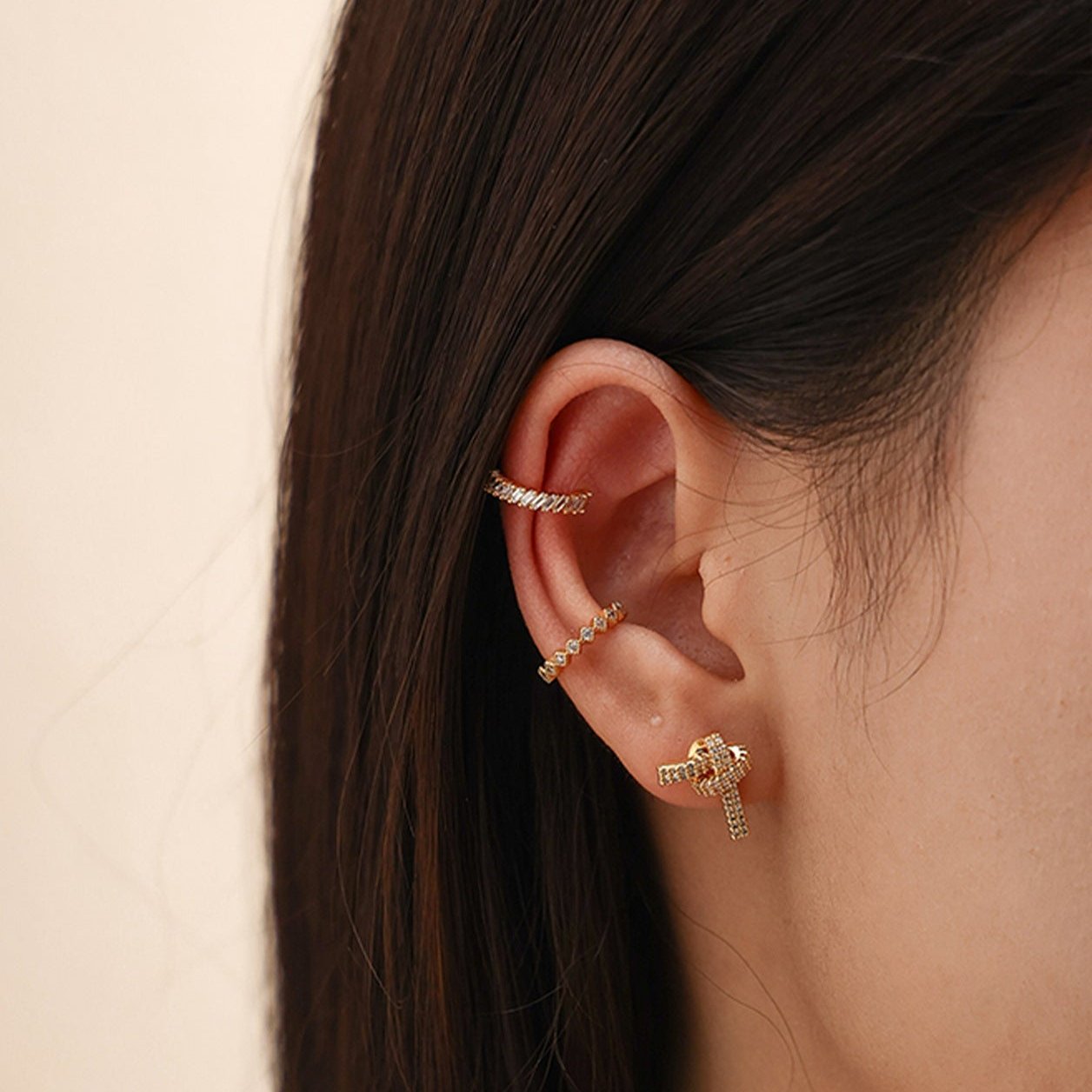 18K Gold Dainty Star No Piercing Conch Helix Ear Cuff Ear Clip