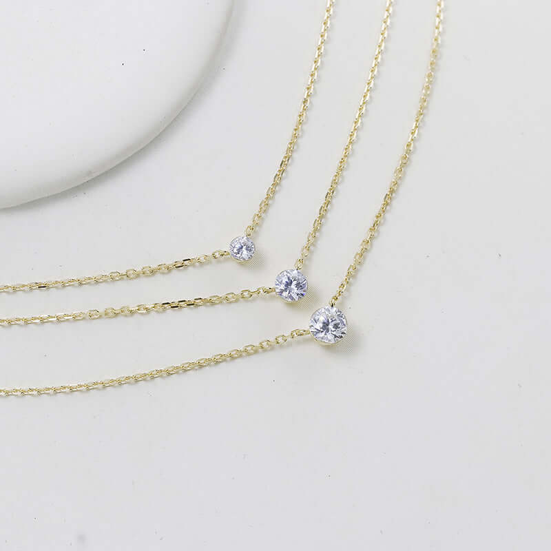 Gold Solitaire Moissanite Pendant Necklace