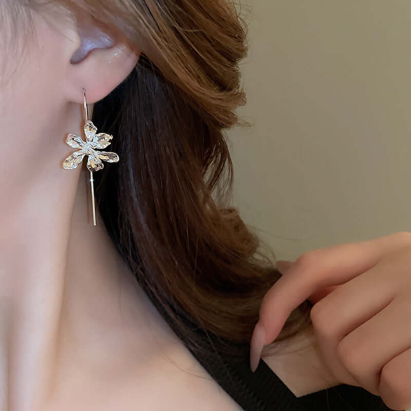 Petite Iris Flower Huge Earrings Hook