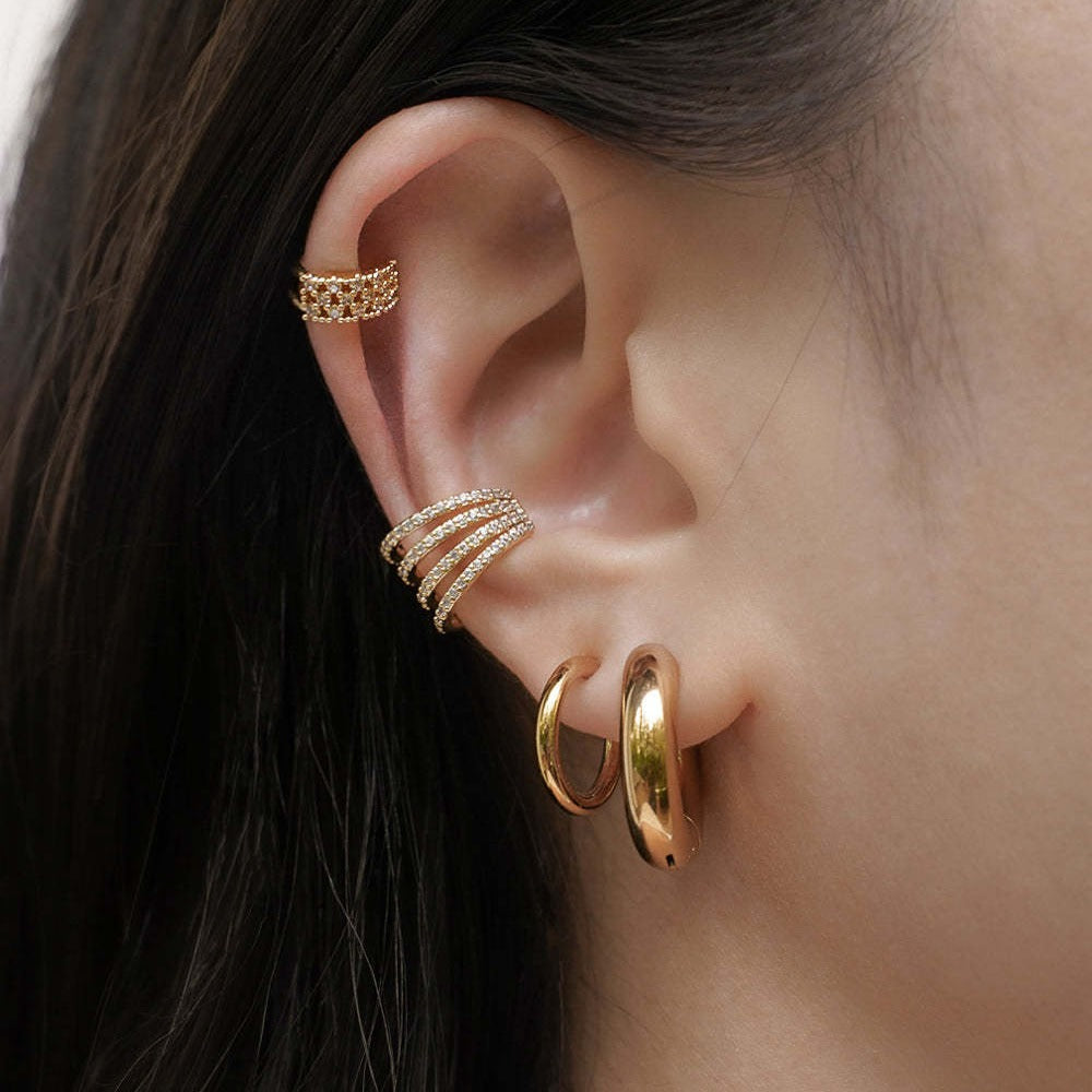 18K Gold Dainty Star No Piercing Conch Helix Ear Cuff Ear Clip