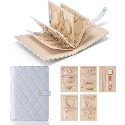 Jewelry Organizer Case Binder Book with Zipper Storage Bag