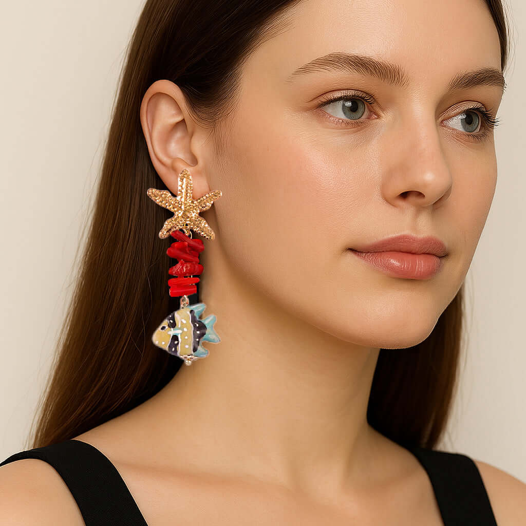 Summer Vacation Starfish Drop Earrings