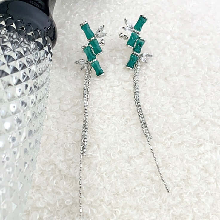 Asian Lucky Bamboo Ear Cuff with Tassel
