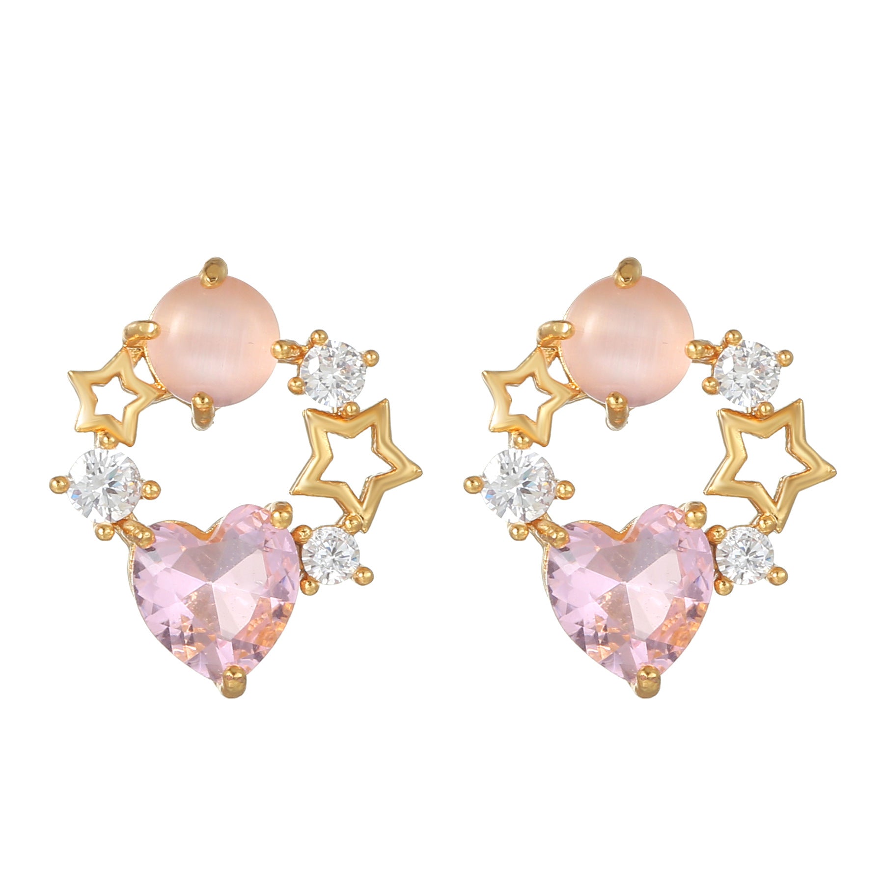 20G Pink Sweet Heart Forward Helix Conch Earrings