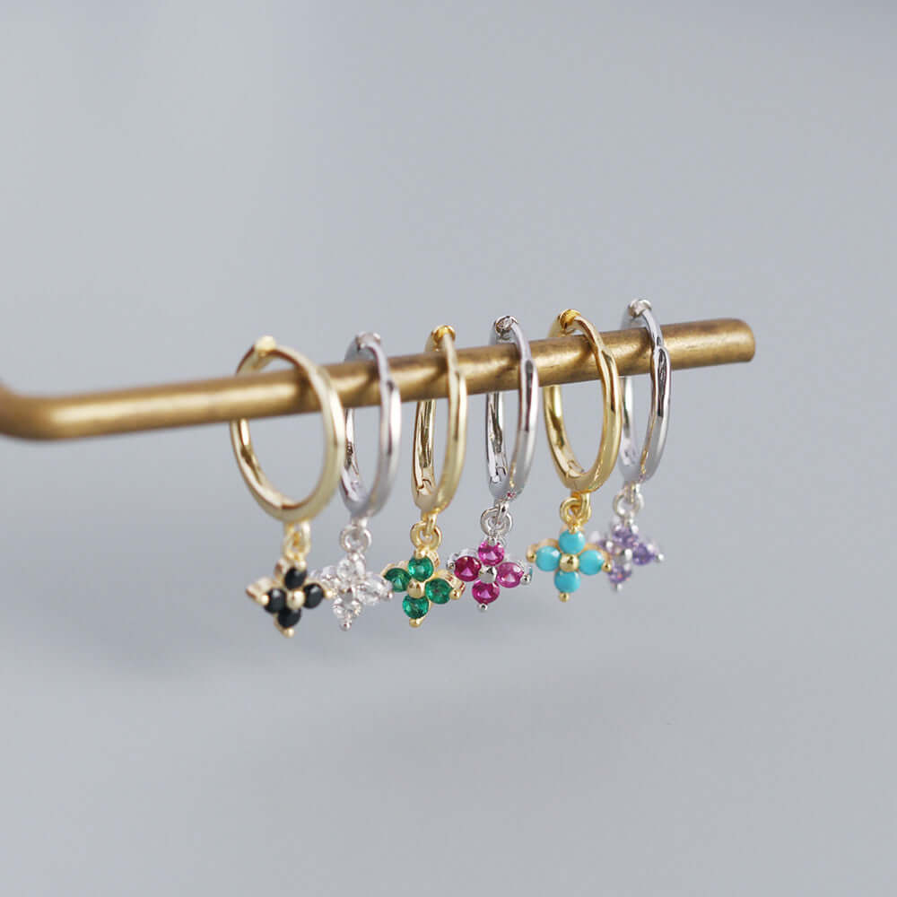 Small Flower Everyday Clip On Hoop Earrings