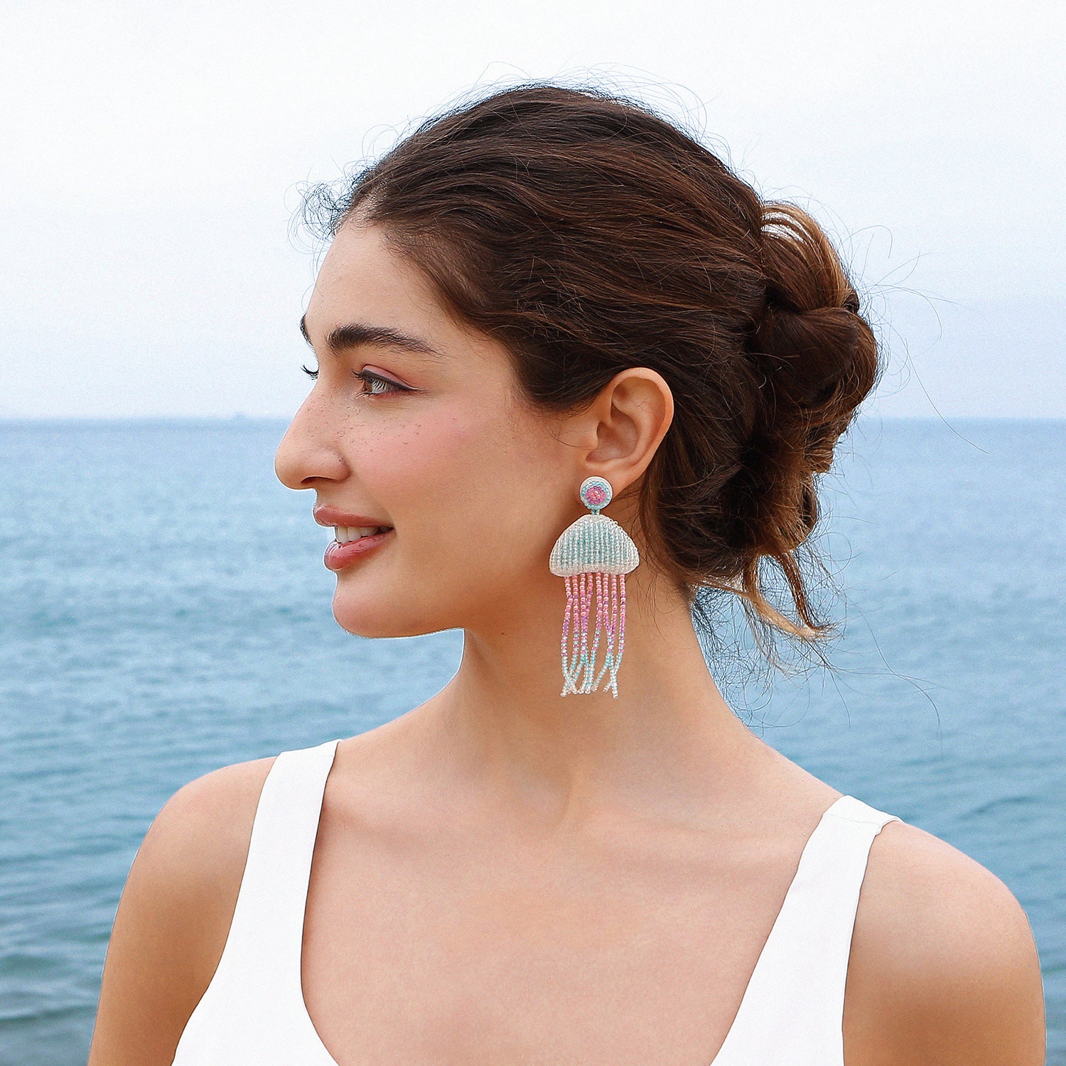 Jellyfish Tassel Bead Earrings | E9249