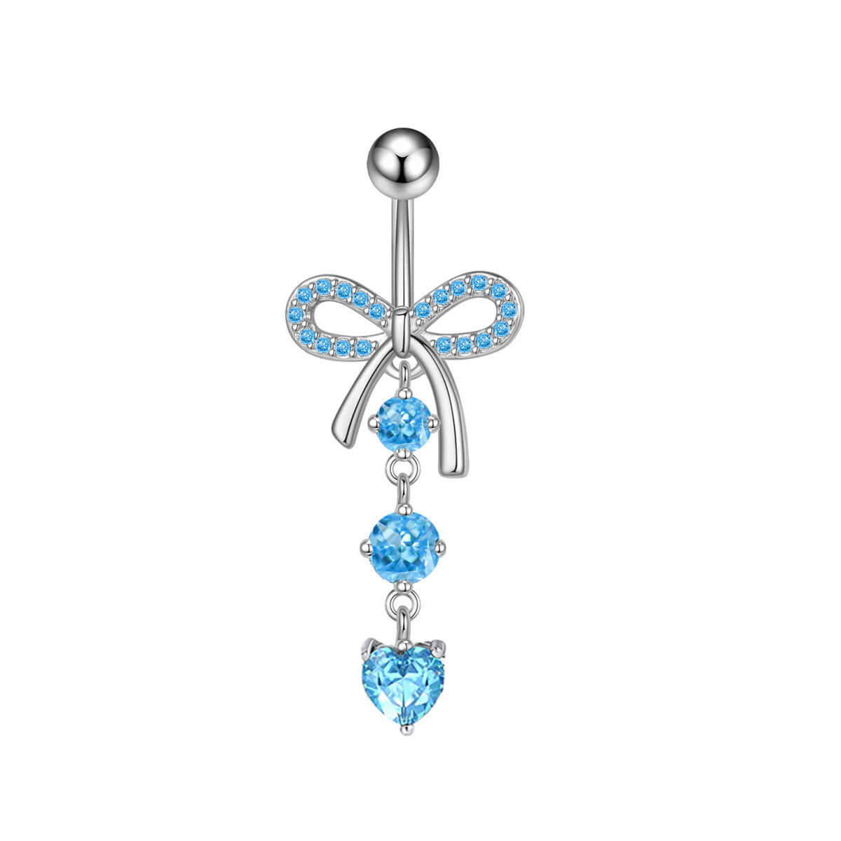 Blue CZ Bow Dangle Belly Rings