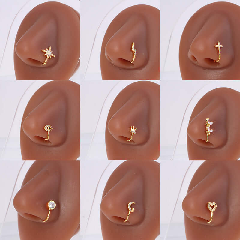 18K Gold Bunny No Piercing Nose Cuff Fake Nose Ring