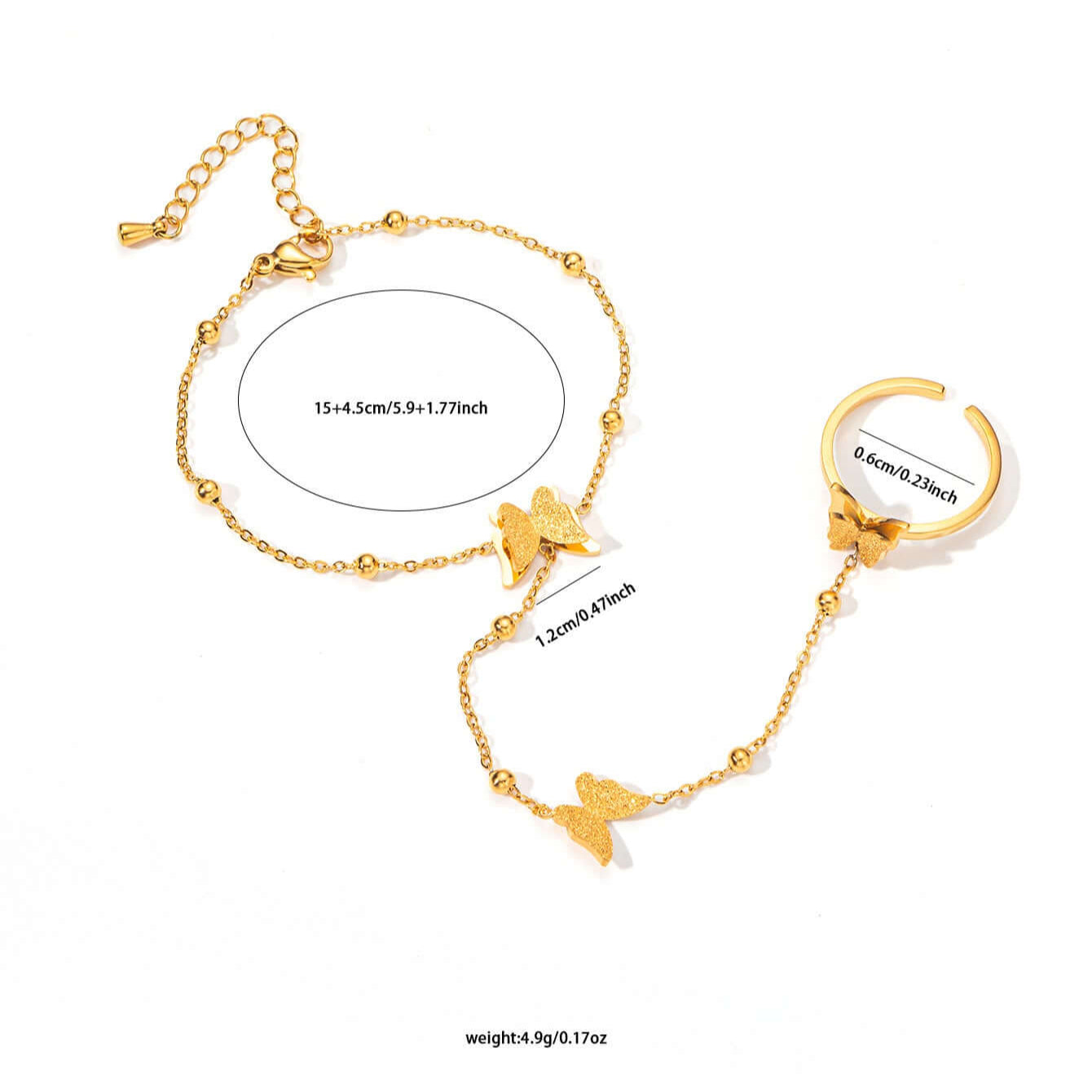 Butterfly Hand Chain Ring Bracelet
