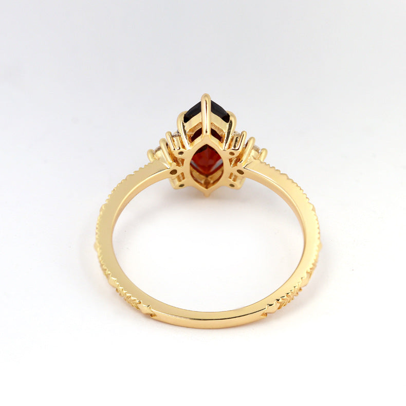 Natural Marquise Red Ruby July Birthstone Ring