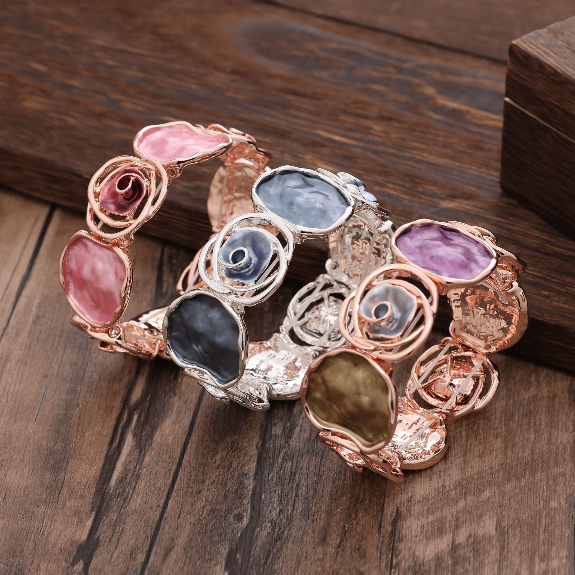 Handmade Hollow Rose Wide Strengthable Bracelet