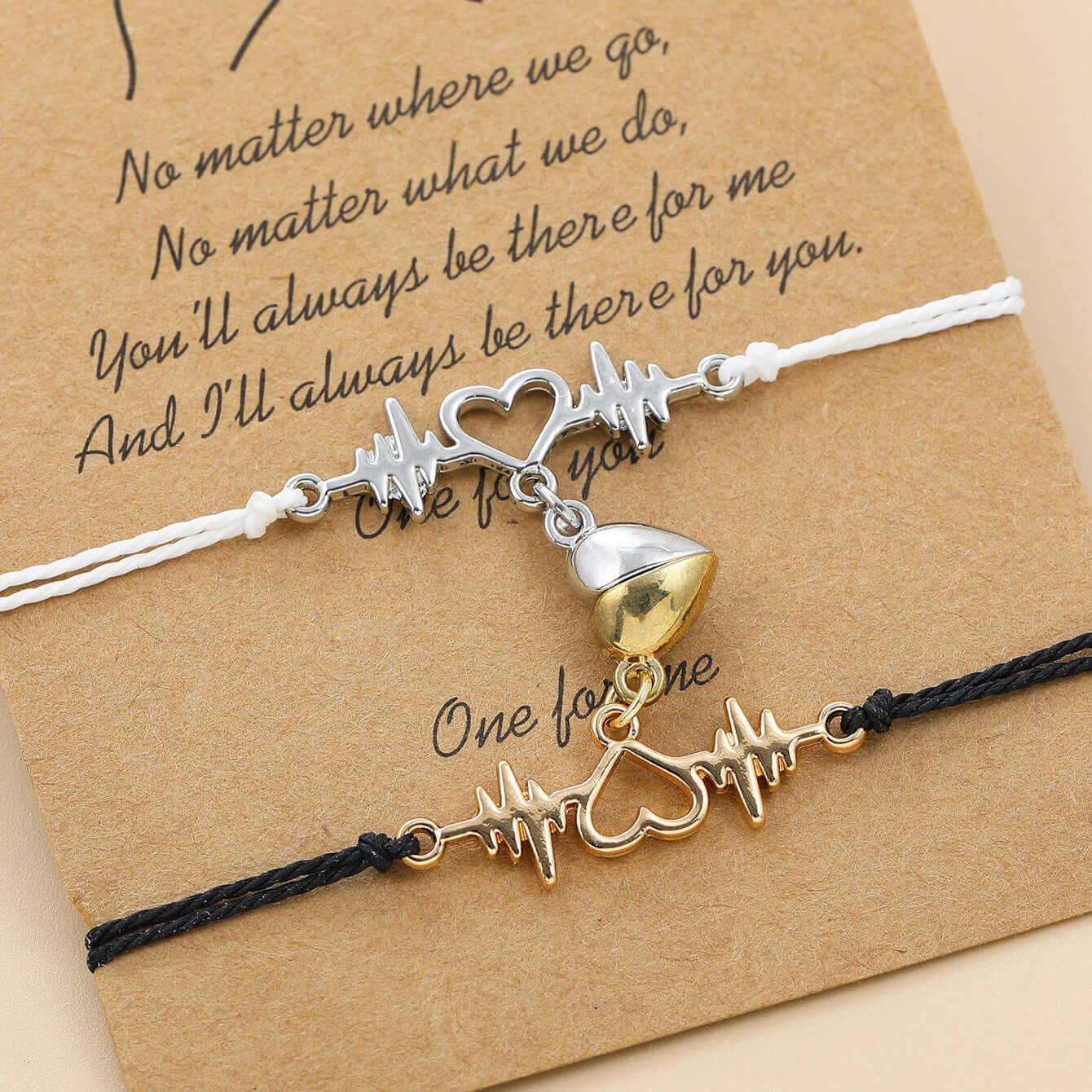 Magnetic Heartbeat Cord Matching Bracelet