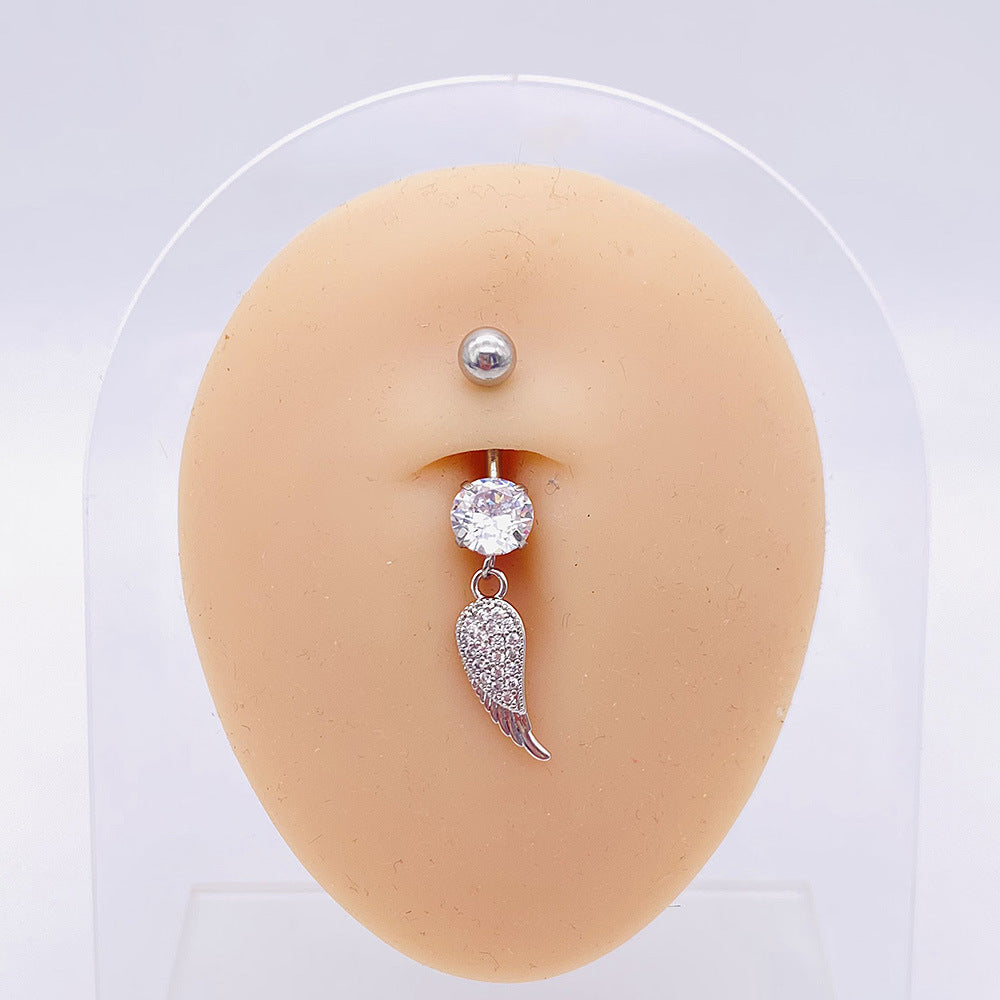 14G Hypoallergenic Flower Feather Belly Button Piercing