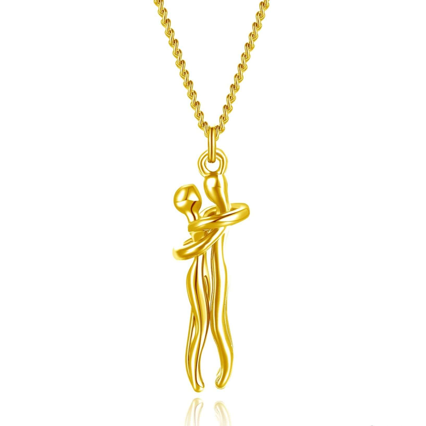 Romantic Hugging Couple Pendant Necklace