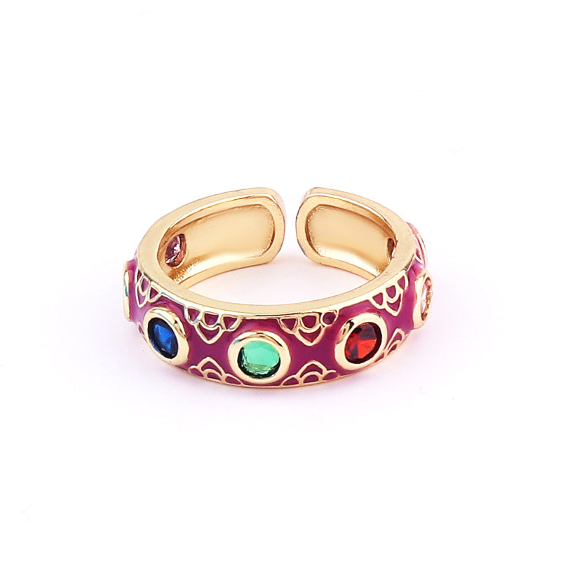 Evil Turkish Eye Bohemian Enamel Thumb Ring