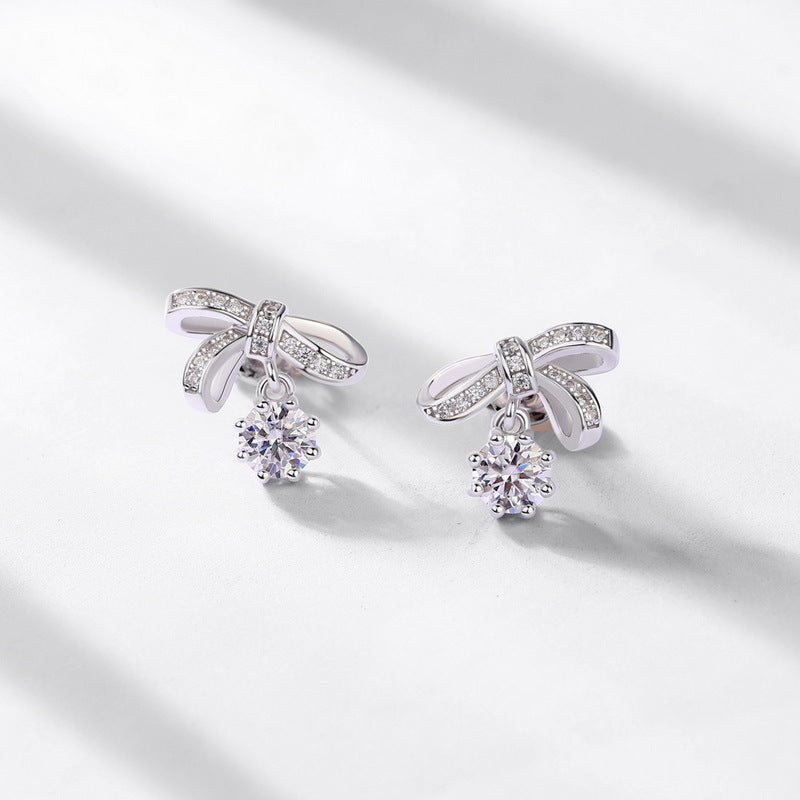 Luxury Moissanite Bow Drop Earrings