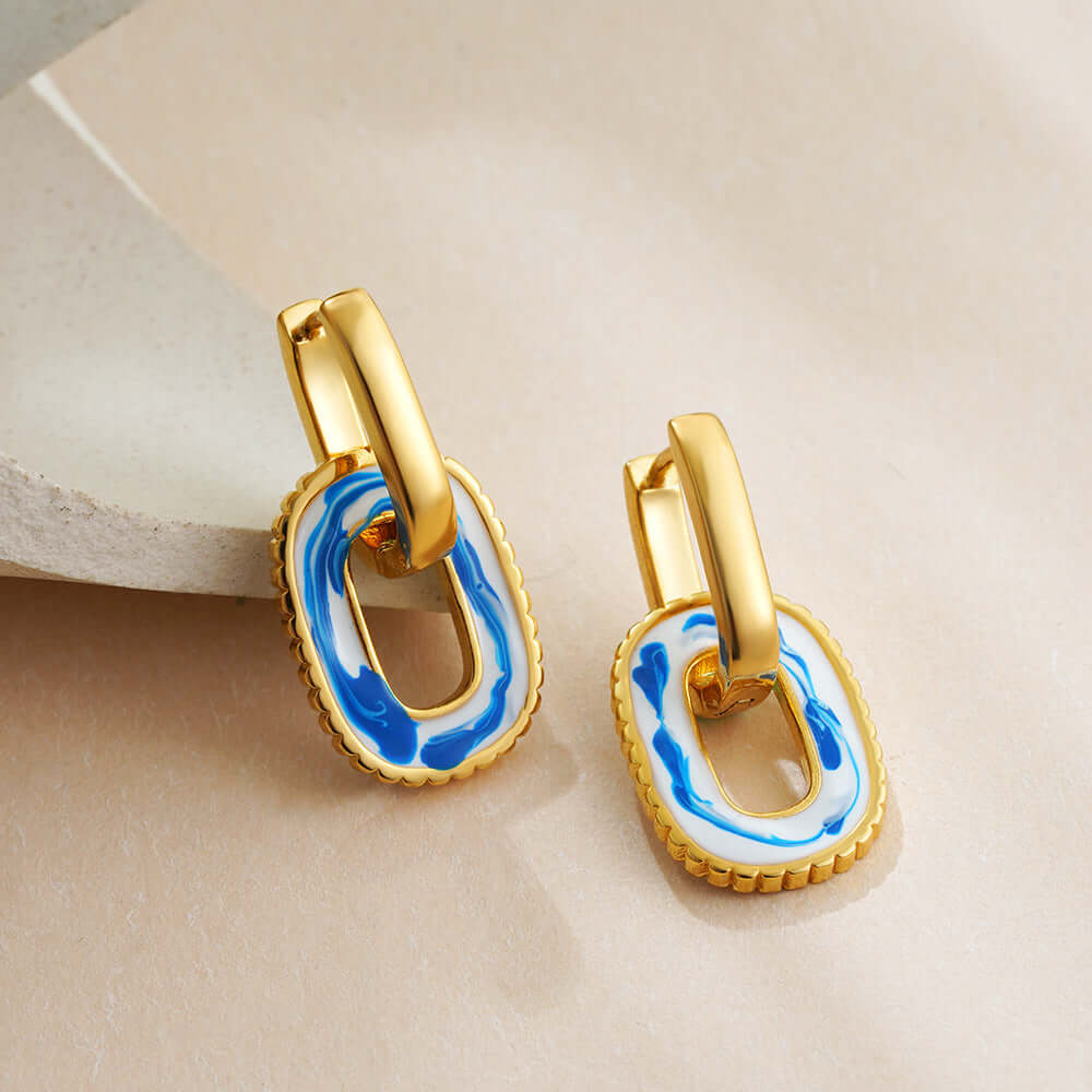 Porcelain Marble Double Hoop Earring