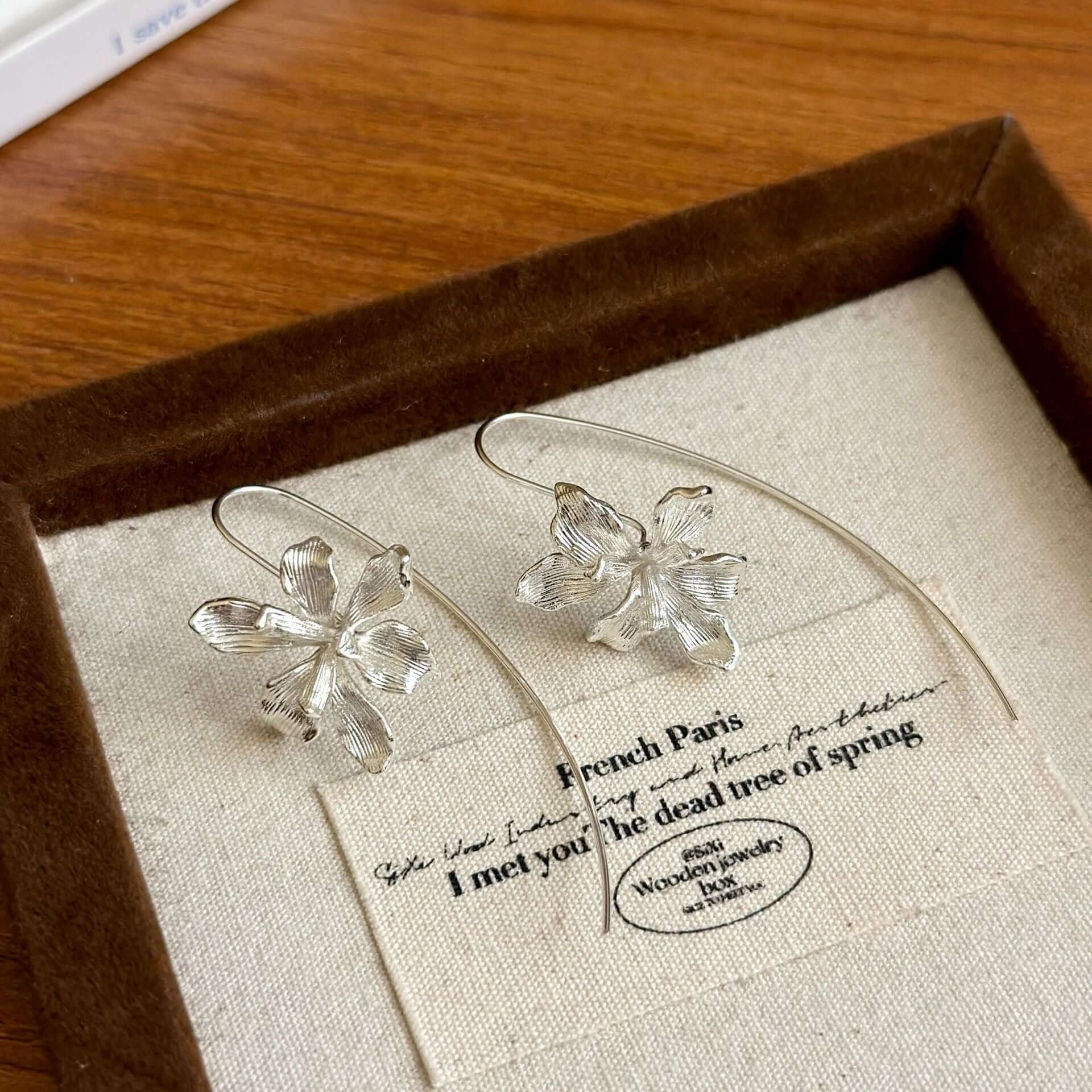 Petite Iris Flower Huge Earrings Hook