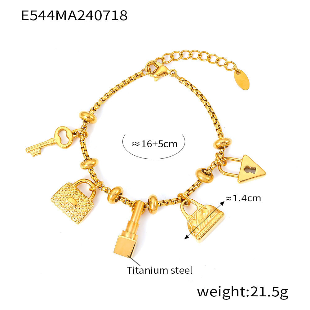 Y2K Lipstick Bag Key Charm Bracelet