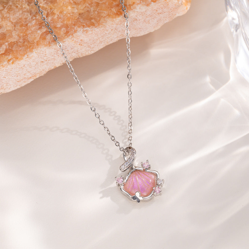 Gradient Purple Seashell Pendant Necklace